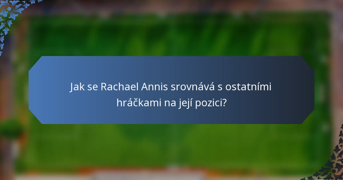 Jak se Rachael Annis srovnává s ostatními hráčkami na její pozici?