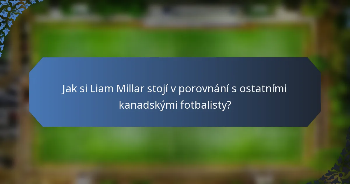 Jak si Liam Millar stojí v porovnání s ostatními kanadskými fotbalisty?