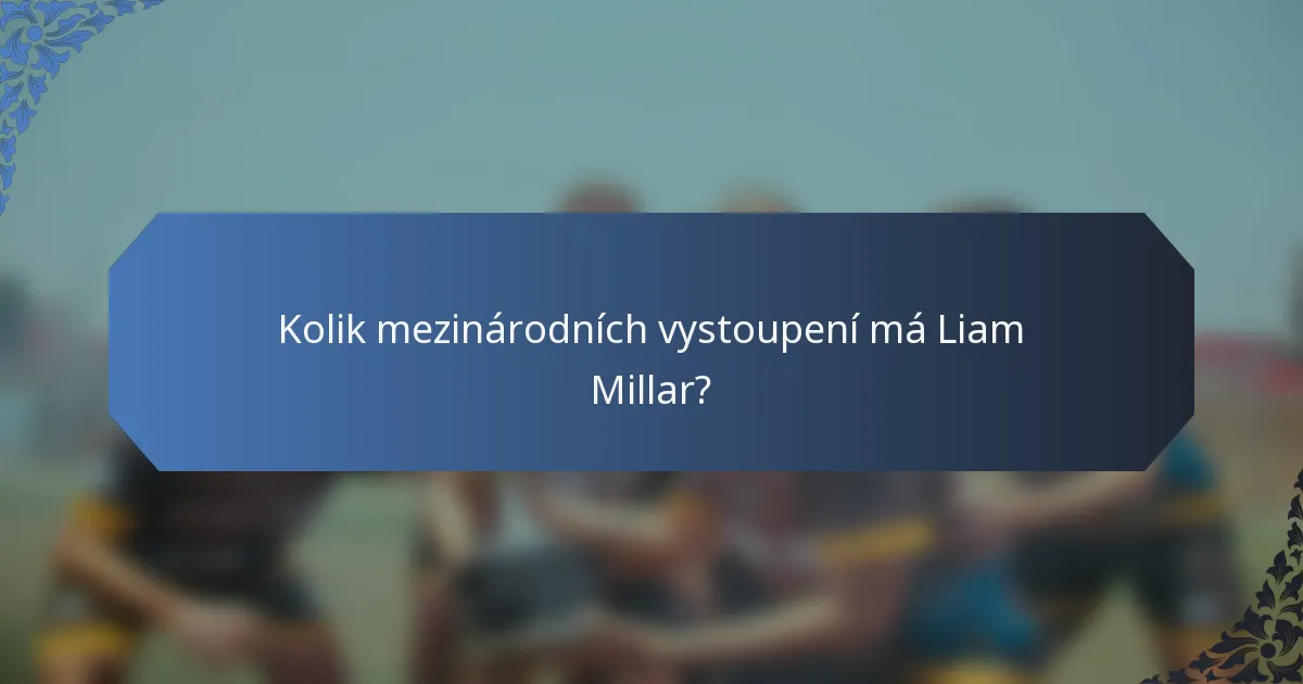 Kolik mezinárodních vystoupení má Liam Millar?